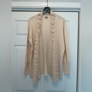 EUC Lucky Brand Cream Lace Women's Cardigan size large